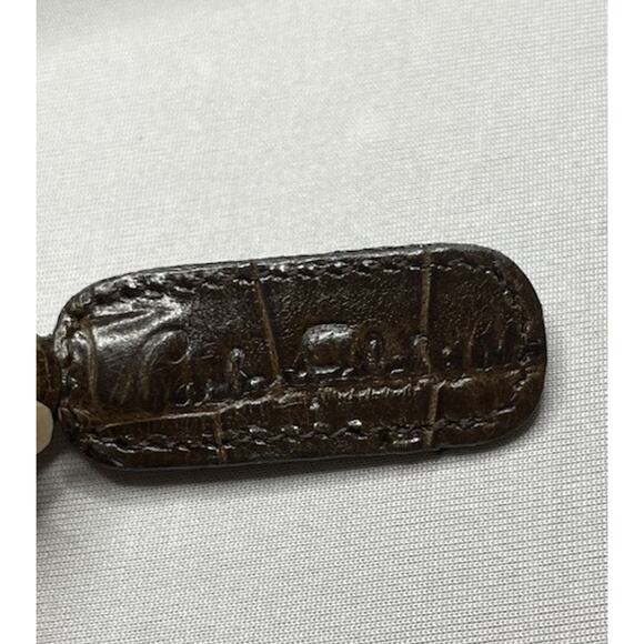 Carlos Falchi Vintage Croc Embossed Leather Purse Brown - Picture 4 of 15